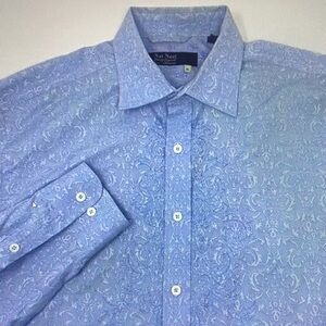 Nat Nast Light Blue Paisley-Textured Dress Shirt